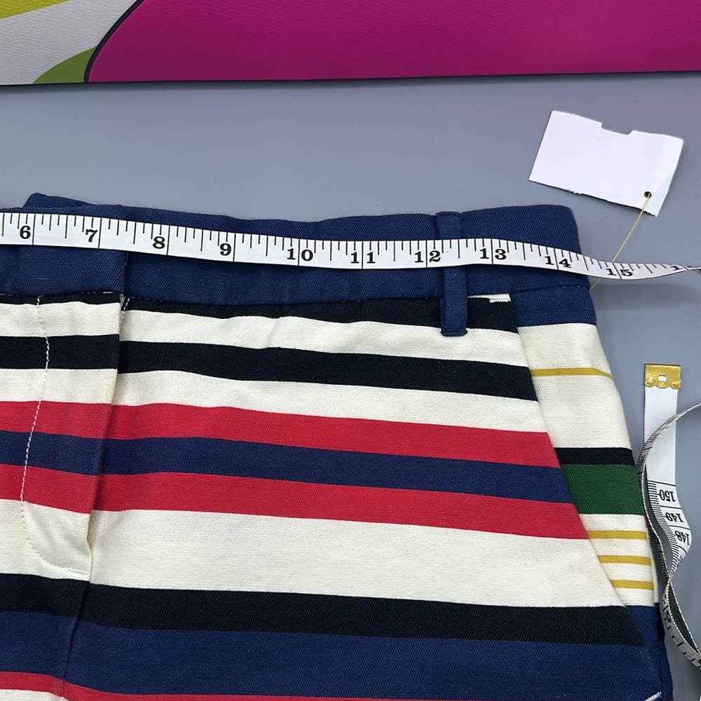 J.CREW Madewell multi stripe mini skirt size 00 cotton blend chino rainbow color - Picture 12 of 15